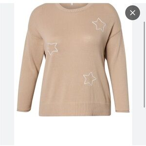 Workshop NWT cotton beige knit star embroidered sweater size 1X